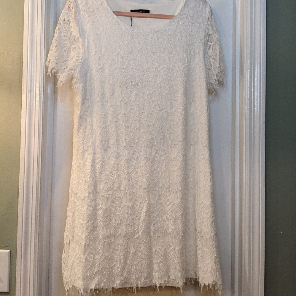 White lace fringe dress